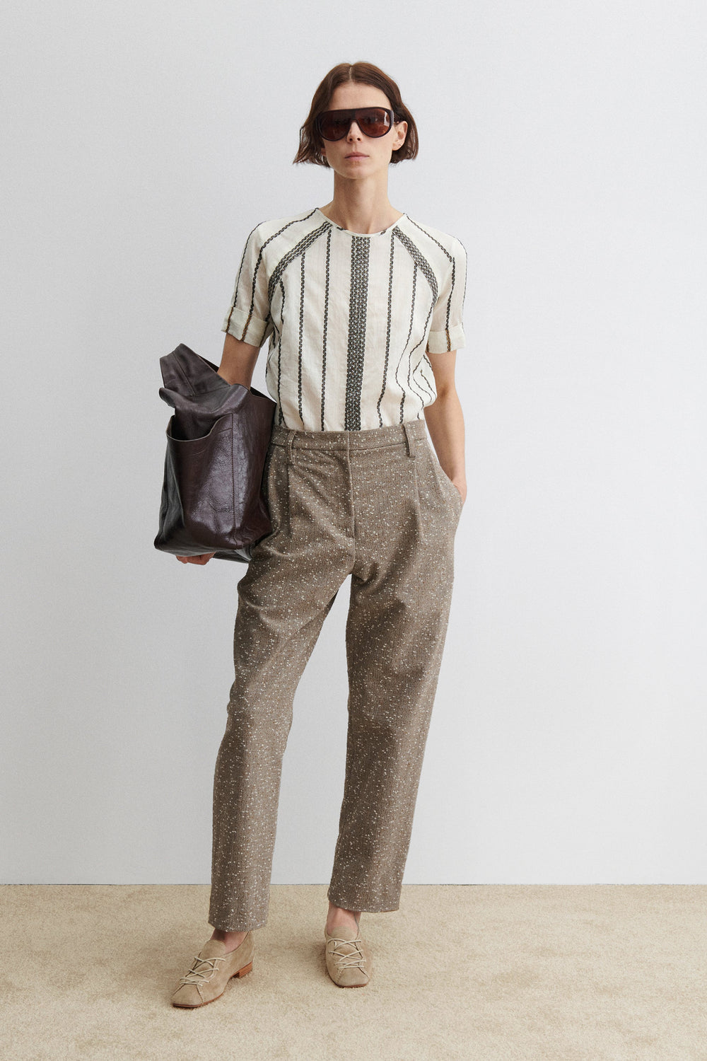 Rachel Comey Clothing Carabin Pant Brown Herringbone